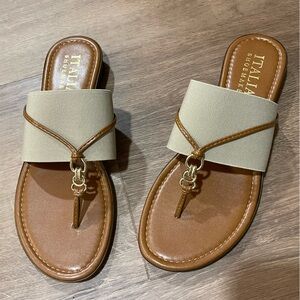 Italian Shoemakers Tan and Cream Sandals